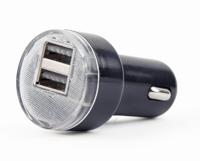2-poorts USB autolader, 2.1 A, zwart - thumbnail
