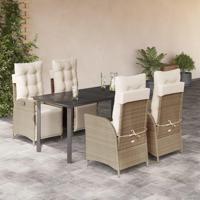 5-delige Tuinset met kussens poly rattan beige - thumbnail