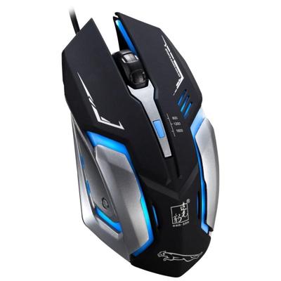Jagen Leopard K1 USB 1600DPI drie-snelheid Instelbare LED-achtergrondverlichting Mute Wired optische gaming muis lengte: 1.3 m (zwart)