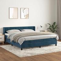 Boxspring met matras fluweel donkerblauw 160x200 cm - thumbnail