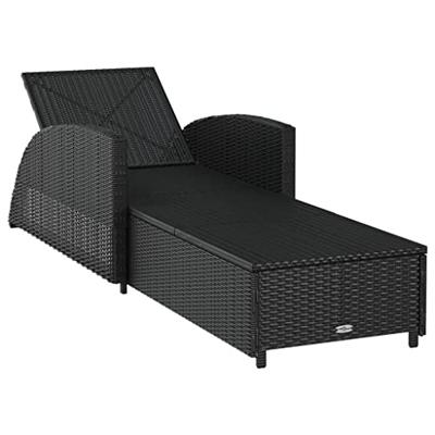 Ligbed met crmewit kussen poly rattan zwart Ligbed met crmewit kussen poly rattan zwart
