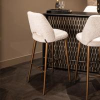 Richmond Barstoel 'Delphine' Chenille, kleur Crème (zithoogte 76cm) - thumbnail