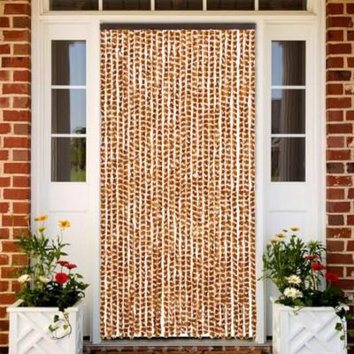 VidaXL Vliegengordijn 90x200 cm chenille okerkleurig en wit