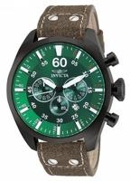 Invicta horlogeband 19670.01 Leder Bruin 24mm + wit stiksel - thumbnail