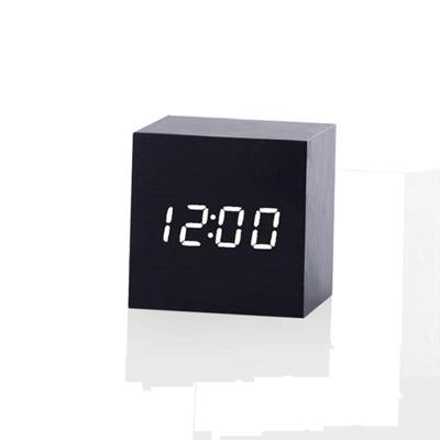 Multicolor geluiden controle houten klok moderne digitale LED Bureau wekker thermometer timer zwart wit Multicolor geluiden controle houten klok moderne digitale LED Bureau wekker thermometer timer zwart wit