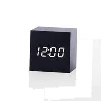 Multicolor geluiden controle houten klok moderne digitale LED Bureau wekker thermometer timer zwart wit - thumbnail