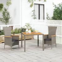 3-delige Tuinset met kussens poly rattan grijs - thumbnail