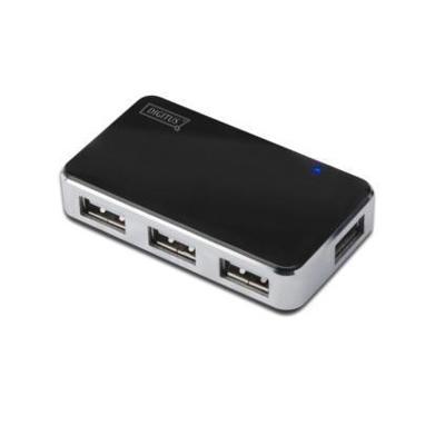 Digitus DA-70220 DA-70220 USB-hub 4 poorten USB-A USB 2.0 480 MBit/s Zwart, Zilver