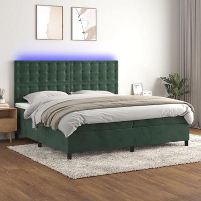 Boxspring met matras en LED fluweel donkergroen 200x200 cm