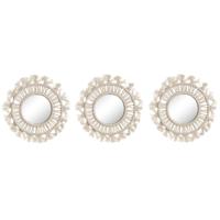 Set spiegels Home ESPRIT Wit Boho 20 x 1 x 20 cm (3 Onderdelen) - thumbnail