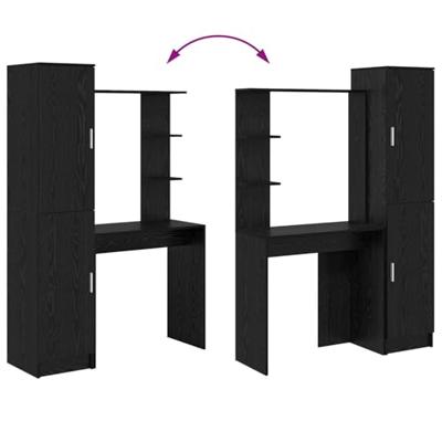 Bureau 2 pcs Zwart Eiken