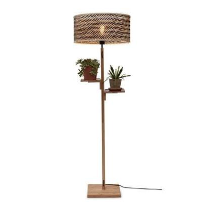 GOOD&MOJO Vloerlamp 'Java' Met 2 plankjes, Bamboe, 158cm, kleur Naturel/Zwart