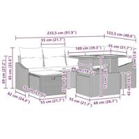 Tuinbankenset met kussen met opslag 7 pcs Zwart poly rattan - thumbnail