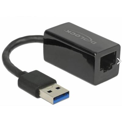 DeLOCK superspeed usb-a (usb 3.1 gen 1) male > gigabit lan 10/100/1000 mbps compact adapter (zwart, 12,7 centimeter)