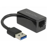 DeLOCK superspeed usb-a (usb 3.1 gen 1) male > gigabit lan 10/100/1000 mbps compact adapter (zwart, 12,7 centimeter) - thumbnail