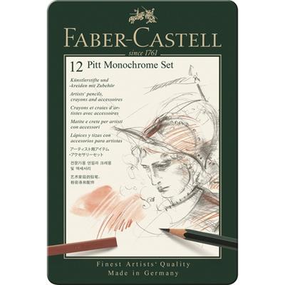 Faber Castell fc-112975 pitt monochrome set faber-castell 12-delig medium