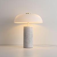 Tafellamp Ivelon marmo - E27-fitting - Paddenstoel - Marmeren steel - Kap van handgemaakt opaalglas - Verplaatsbare kap - IP20 voor binnen - thumbnail
