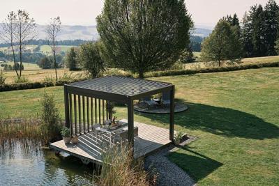 Biohort aluminium Pergola donkergrijs 300x300 cm zilver metallic lamellendak- - Aluminium- Biohort