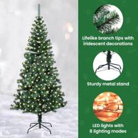 VidaXL Kunstmatig voorverlicht kerstboom groen 240 cm pvc en metaal - thumbnail