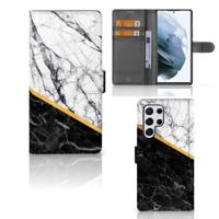 Samsung Galaxy S22 Ultra | Bookcase | Marmer Wit Zwart - Origineel Cadeau Man - thumbnail