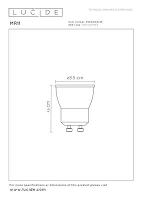 Lucide MR11 - Led lamp - Ø 3,5 cm - LED Dimb. - GU10 (MR11) - 1x3,8W 2700K - Zwart