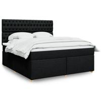 Boxspring met matras stof zwart 180x200 cm - thumbnail