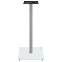 VidaXL Luidsprekerstandaards 2 st 1 pijler gehard glas zilverkleurig - thumbnail