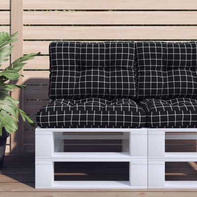 VidaXL Palletkussens 2 st stof ruitpatroon zwart VidaXL Palletkussens 2 st stof ruitpatroon zwart