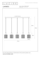 Lucide LAMBRES - Hanglamp - 5xE27 - Taupe - thumbnail