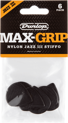 Dunlop Max Grip Nylon Jazz III Stiffo Plectrum 6-Pack zwart