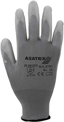 Asatex Handschoen | maat 8 grijs | EN 388 PSA-categorie II | nylon met polyurethaan | 12 paar - 3701/8 3701/8