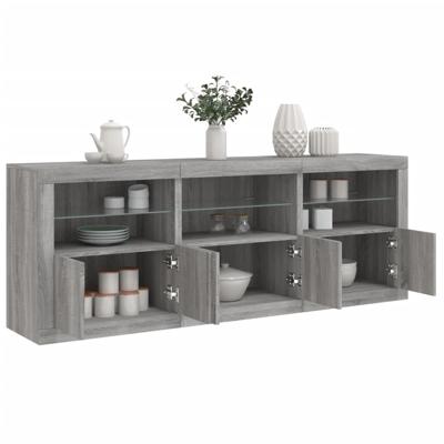 Dressoir met LED-verlichting 181,5x37x678 cm grijs sonoma eiken