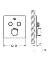 Grohe SmartControl Douchekraan Inbouw - 3 knoppen - vierkant - chroom 29148000 - thumbnail