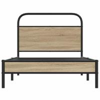 Bedframe zonder matras bewerkt hout gerookt eiken 90x200 cm - thumbnail
