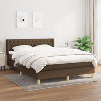 Boxspring met matras stof donkerbruin 140x200 cm - thumbnail