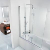Ben Martino Soft 2-delige Badklapwand 114x140cm Chroom / Helder Glas - thumbnail
