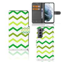 Samsung Galaxy S21 FE | Telefoon Hoesje | Zigzag Groen - thumbnail