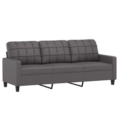 2-delige Loungeset met kussens kunstleer grijs - thumbnail
