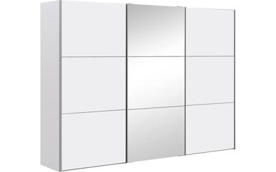 Goossens Kledingkast Easy Storage Sdk, 303 cm breed, 220 cm hoog, 2x 3 paneel schuifdeuren en 1x 3 paneel spiegel schuifdeur midden