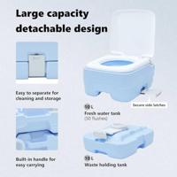 VidaXL Camping toilet lichtblauw en wit 41,5 x 36,5 x 30 cm polyetheen - thumbnail
