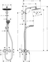 Hansgrohe Crometta S 240 1 straal showerpipe met douchekraan chroom - thumbnail