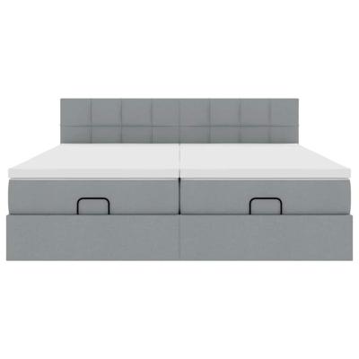 Ottoman bed met matrassen 160x200cm stof lichtgrijs