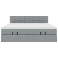 Ottoman bed met matrassen 160x200cm stof lichtgrijs - thumbnail