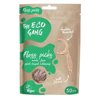 The Eco Gang Tandenstokers met flosdraad - mint
