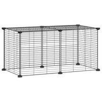 VidaXL Huisdierenkooi met 8 panelen 35x35 cm staal zwart - thumbnail