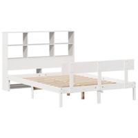 Bed met boekenkast zonder matras grenenhout wit 160x200 cm - thumbnail