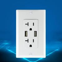 PC dubbele aansluiting stopcontact schakelaar met USB US plug vierkante witte UL 15A lekbescherming socket - thumbnail