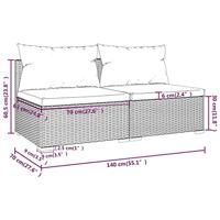 2-delige Loungeset met kussens poly rattan zwart - thumbnail