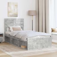 Bedframe met hoofdeinde Beton 90 x 200 cm Massief grenenhout - thumbnail