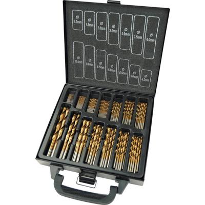 Brüder Mannesmann M54399 HSS Metaal-spiraalboorset 99-delig 1 mm, 1.5 mm, 2 mm, 2.5 mm, 3 mm, 3.5 mm, 4 mm, 4.5 mm, 5 mm, 5.5 mm, 6 mm, 6.5 mm, 8 mm, 10 mm TiN